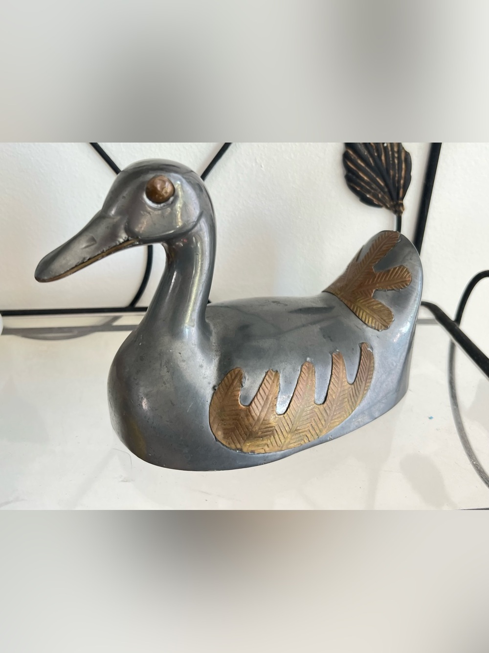 Vintage Metal Duck Statue